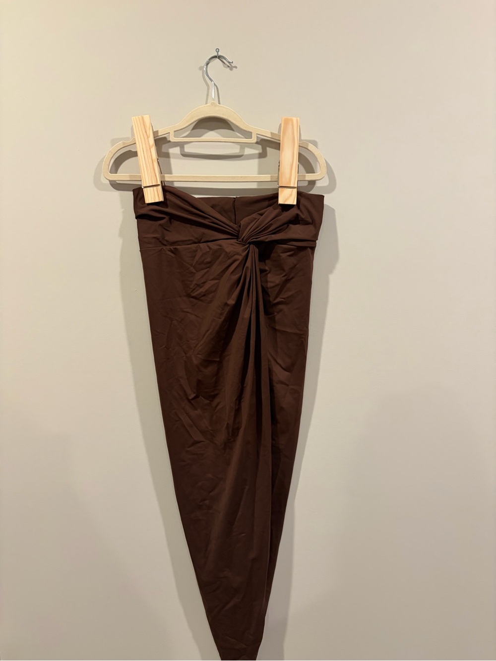 Skims Brown Asymmetrical Knot Skirt